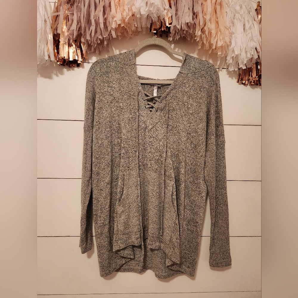 Laced-Neck Oversized Dance Hoodie